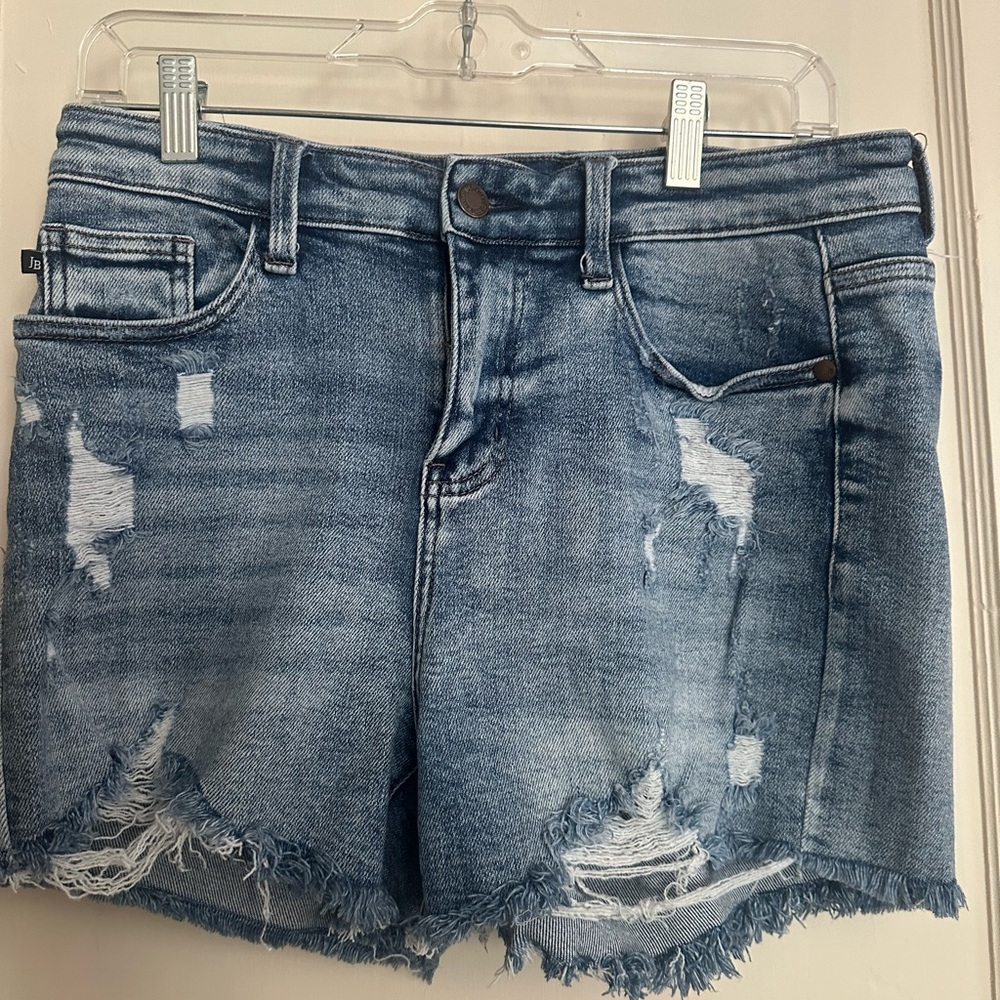 Judy Blue Jean Shorts with Distressed Frayed Hem